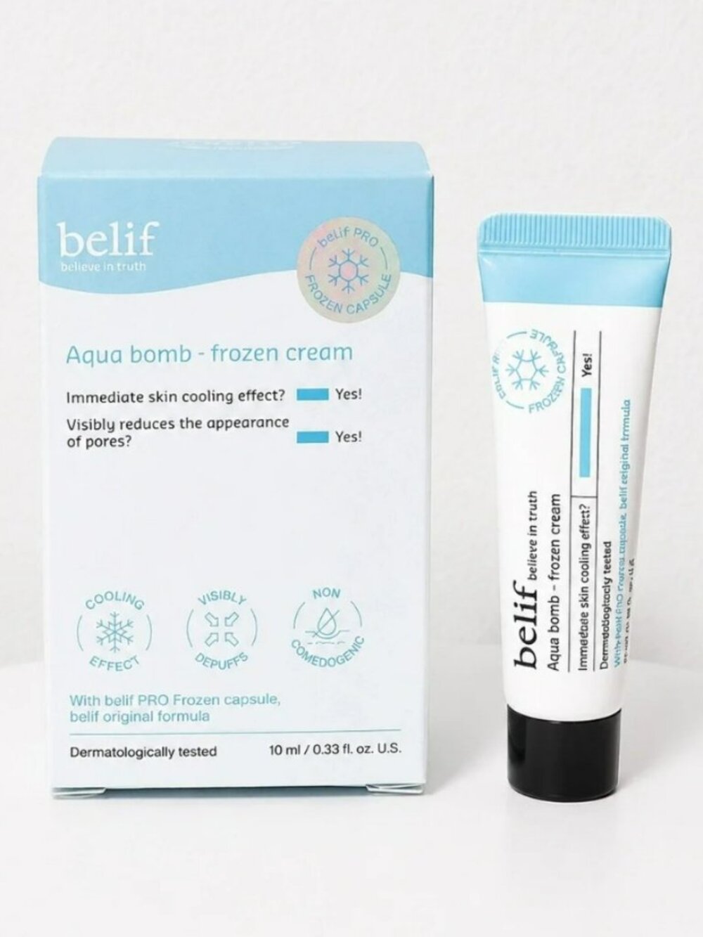 belif Aqua Bomb Frozen Cream - Light Blue Cooling Face Gel